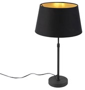 Stolová lampa čierna s tienidlom čierna so zlatom 35 cm - Parte