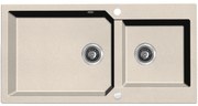 Kuchinox Milos, 2-komorový granitový drez 980x500x215 mm + sifón, béžová, LAV-SPM_4209