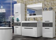 Kúpeľňový nábytok Belini  biely lesk / šedý lesk + umývadlo + zrkadlo  ROD P 5/0/W/WS/0/ZW