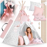 Dětské teepee Nukido růžové s 3 polštáři, podložkou a světly