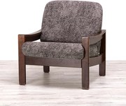 Bielastické poťahy MARMO hnedé kreslo s drevenými rúčkami (š. 40 - 70 cm)