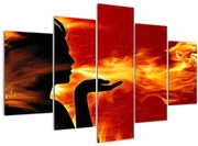 Obraz zeny s plameňmi (150x105 cm)