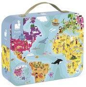 Detské obojstranné puzzle v kufríku - Zemeguľa - 208 ks