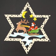 AMADEA Drevená ozdoba farebná hviezda Santa Claus 9 cm, český výrobok