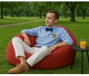 Sedací vak guľa semišová červená EMI