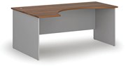 Ergonomický kancelársky pracovný stôl PRIMO GRAY, 1800 x 1200 mm, ľavý, sivá/orech