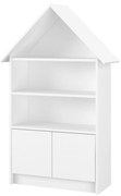 Detský domčekový úložný regál - BEZ MOTÍVU - biely
