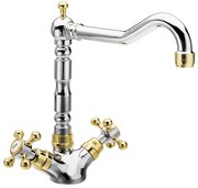 Reitano Rubinetteria Reitano Rubinetteria, ANTEA stojánkova drezová batéria s retro hubicou, chróm/zlato, 3122