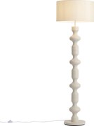Retro stojaca lampa béžová s látkovým tienidlom 160 cm - Captain