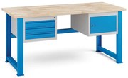 Dielenský stôl KOVONA, závesná skrinka a 3 zásuvky na náradie, buková škárovka, pevné nohy, 1700 mm