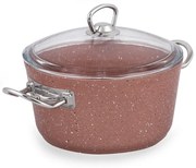 Ružový hliníkový hrniec s pokrievkou Güral Porselen Classic, ø 20 cm