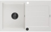 Mexen Bruno, granitový drez 795x495x200 mm, 1-komorový, biela s čiernym sifónom, 6513791010-20-B