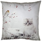 Zimná zamatová obliečka na vankúš s mačičkou Cat - 45*45 cm