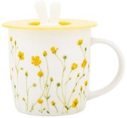 Altom Porcelánový hrnček Marigolds so silikónovým viečkom, 360 ml