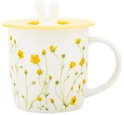Altom Porcelánový hrnček Marigolds so silikónovým viečkom, 360 ml