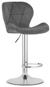 Barová stolička WEST zamatová, sivá (chrómová noha)