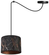 Závesné svietidlo Werona Spider, 1x čierne textilné tienidlo so vzorom, c