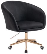 LuxuryForm DESIGN Stolička VENICE VELUR na zlatej podstave s kolieskami - čierna