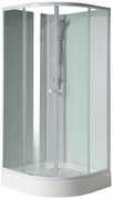 Aqualine AIGO, štvrťkruhový sprchový box, zástena 900x900x2040mm, biely profil, číre sklo, YB93