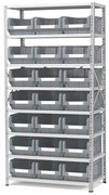 Regál POWER s 21 šedými plastovými boxami APART, 1970x1000x500 mm