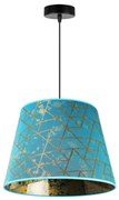 Závesné svietidlo Werona 4, 1x modré textilné tienidlo so vzorom, g, s