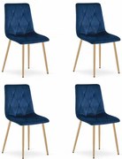 Set štyroch jedálenských stoličiek LIBRA zamatové granátové / drevené nohy (4 ks)