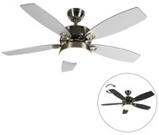 Ocelový stropný ventilátor s diaľkovým ovládaním vrátane LED - Malaki