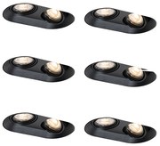 Sada 6 zaoblených zapustených bodových svetiel čierna GU10 50mm 2-svetlo - Hubs
