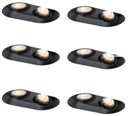 Sada 6 zaoblených zapustených bodových svetiel čierna GU10 50mm 2-svetlo - Hubs