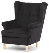 Křeslo ušák, černá látka, AK-388 BK2