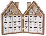 LED Drevený adventný kalendár Vianočný dom, 8x LED, 19 cm, 2x AAA