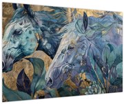 Obraz - Kone so zlatým pozadím (90x60 cm)