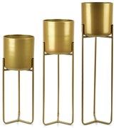 Súprava 3 kvetináčov na stojanoch SWEN zlatá