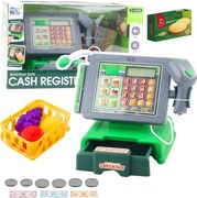 LEAN Toys Príslušenstvo pre detské pokladničné stroje Košík na ovocie Svetlá Zvuky Zelená