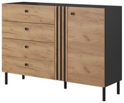 Komoda Dalde D4S (dub craft zlatý + antracit). Akcia -19%. Vlastná spoľahlivá doprava až k Vám domov. 1071345