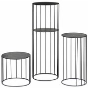 SADA 3x Stojan na kvety LOFT čierna