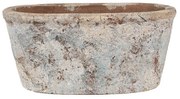 Ovalný dekoratívny béžovo-modrý antik terakotový džbán Teracci - 26*13*12 cm