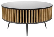 Okrúhly konferenčný stolík ELIOT s lamelami čierna matná + dub Artisan