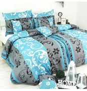 Obliečky Lilien tyrkysovo-sivé EMI, Štandardný set jednolôžko obsahuje 1x 140x200 + 1x 70x90