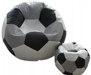 JAKS Sedací vak futbalová lopta s podnožkou bielo čierno šedý