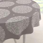 Biante Bavlnený okrúhly obrus Sandra SA-547 Krémové mandaly na béžovosivom Ø 50 cm