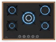 Klarstein Lumiflame plynová varná doska, 5 horákov, medený rám, elektrické zapaľovanie, výkon 10,4 kW