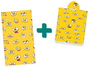 Plážový set SMILE – osuška 100×180 cm a pončo 80×145 cm, žltý