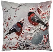 Sivá obliečka na vankúš s vtáčikmi kýla na stromčeku Christmas - 45*45 cm