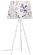 Detská stolná lampa Diamond, 1x biele textilné tienidlo so vzorom
