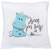 NEW BABY Vankúš s potlačou New Baby Jsem jen tvůj! 40x40 cm tyrkysový