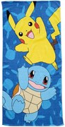 Bavlnená plážová osuška Pokémon - motív Pikachu a Squirtle - 100% bavlna - 70 x 140 cm