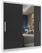 Šatníková skriňa 133 cm Belini biely mat / čierny mat s posunými dverami a zrkadlom MSE SZP2/2/W/1B1L/AL
