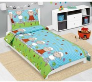 Bellatex Detské krepové obliečky Ovečka modrá, 140 x 200, 70 x 90 cm
