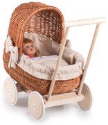 Kočík prútený pre bábiku Nukke II.š. 44x hl. 26 x v. 16/38(cm)